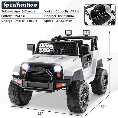 12V Kids Ride On Truck with Remote Control and Headlights