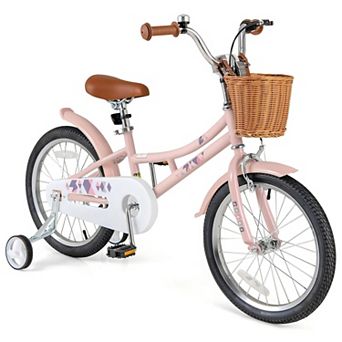 16/18 Inch Kids Bike Retro Bicycle with Adjustable Height and Basket for Ages 4-8 Years Old