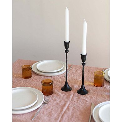 Gemini Hand-Forged Iron Candle Stands - Set of 2