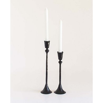 Gemini Hand-Forged Iron Candle Stands - Set of 2