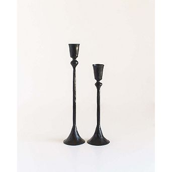 Gemini Hand-Forged Iron Candle Stands - Set of 2