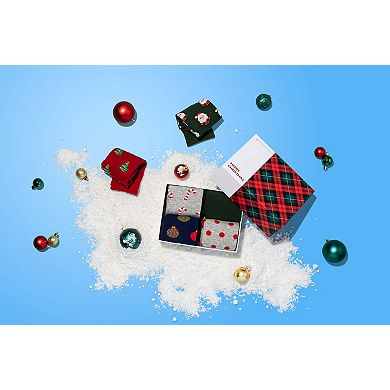 No Cold Feet Men’s Dress Socks, Combed Cotton Christmas Socks 4-Pack Gift Box