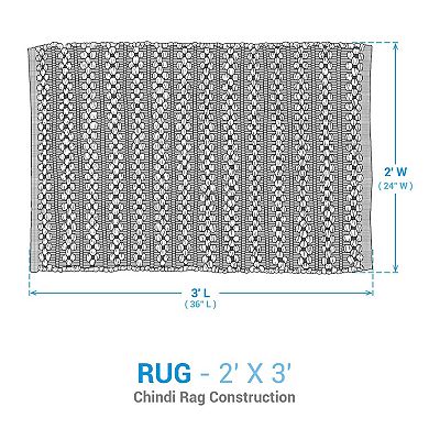 Park Designs Gray Mineral Stripe Rag Rug 2' x 3'