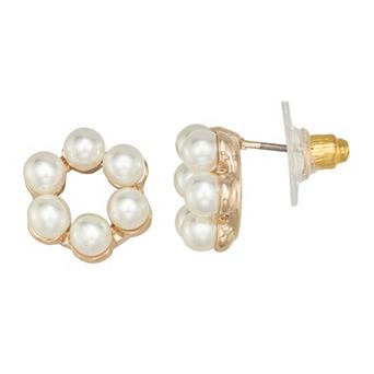 You're Invited Gold Tone Simulated Pearl Stud Earrings