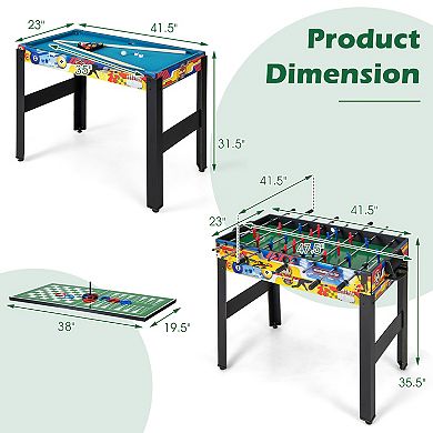 12 in 1 Multi Game Table with Foosball Billiards Ping Pong Chess Bowling and More