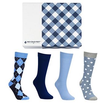 No Cold Feet Men’s Dress Socks, Combed Cotton Socks 4-Pack Gift Box