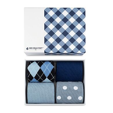 No Cold Feet Men’s Dress Socks, Combed Cotton Socks 4-Pack Gift Box