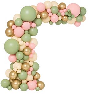 Pink & Green Balloon Arch Kit with Sage Green, Light Pink, Gold Latex Balloons 147 pc for Party.