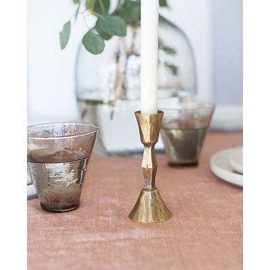 Low Diamond Hand-Forged Iron Candle Stand - Set of 2