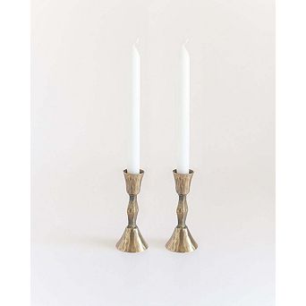 Low Diamond Hand-Forged Iron Candle Stand - Set of 2
