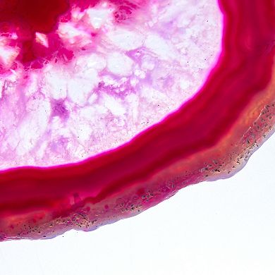 Luxury Lane Large Natural Brazilian Agate Drink Coaster with Wood Holder