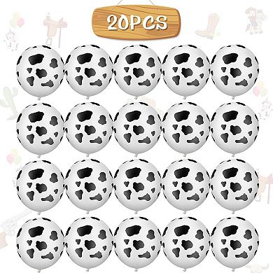 Cow Balloons 20 pcs for Birthday, Farm Party Decorations, Pink & Brown Cow Print Latex Balloons