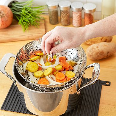 RSVP International Endurance® Vegetable Steamer - 9in Precision Pierced Stainless Steel