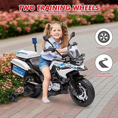 12V 7AH Kids Motorcycle, Licensed BMW Ride On Police Motorcycle, Kids Car with High/Low Speed