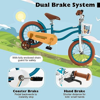 12 Inch Kids Bike with Adjustable Handlebar and Removable Basket for Ages 3 to 4