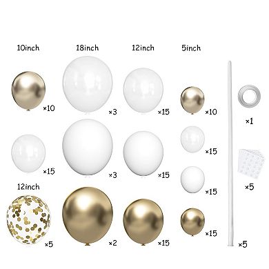 Gold Champagne Balloon Arch 140pcs White & Gold Garland Set for Bridal Shower