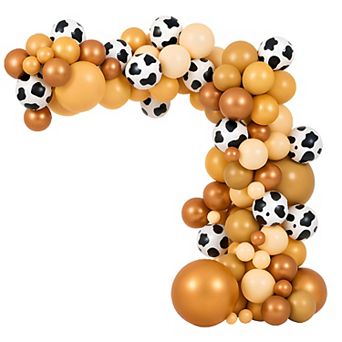 Cow Balloons Garland Set 136 pc Balloons with Cow Print for Western, Farm, Rodeo or Wild West Theme