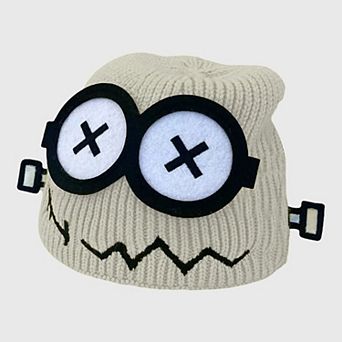 Women's Knitted Beanie with Cartoon Monster Eye Design - Cute & Warm Winter Hat for Cold Weather