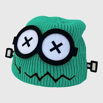 Women's Knitted Beanie with Cartoon Monster Eye Design - Cute & Warm Winter Hat for Cold Weather