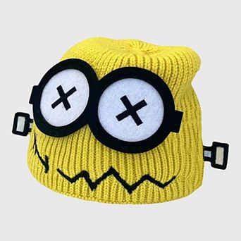 Women's Knitted Beanie with Cartoon Monster Eye Design - Cute & Warm Winter Hat for Cold Weather