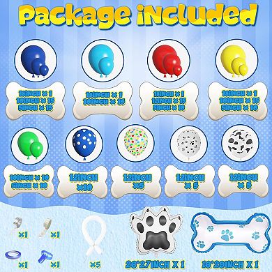 Pet Themed Balloon Arch Kit with Paw Prints & Bone Shaped Foil Balloons 155 Pieces for Dog Themed