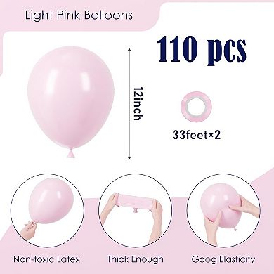 110Pcs Light Pink 12Inch Latex Balloons for Birthday Baby Shower Wedding and Gender Reveal