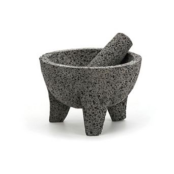 RSVP International Authentic Mexican Molcajete, Mortar & Pestle, Natural Volcanic Stone