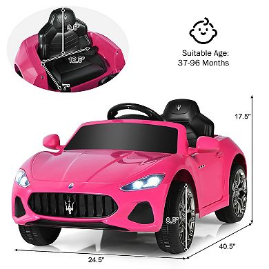12V Pink Ride-On Car for Kids with Remote Control and Lights