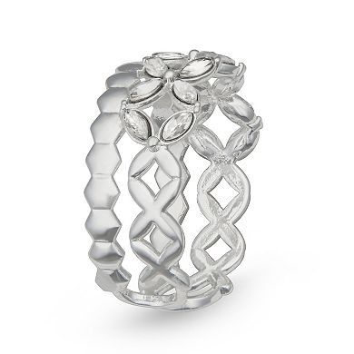 You're Invited Simulated Crystal Flower Adjustable Ring