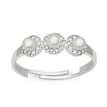 You're Invited Simulated Crystal & Simulated Pearl Adjustable Ring