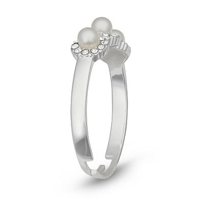 You're Invited Simulated Crystal & Simulated Pearl Adjustable Ring