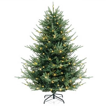 Gymax 6 FT Artificial Xmas Tree w/ 778 PVC PE Branch Tips 240 Warm White LED Lights