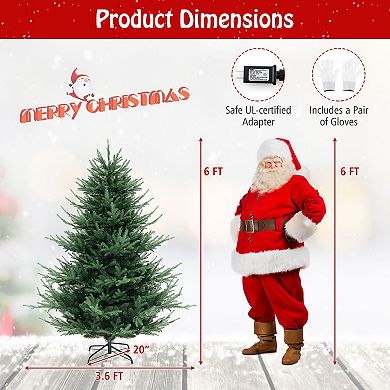 Gymax 6 FT Artificial Xmas Tree w/ 778 PVC PE Branch Tips 240 Warm White LED Lights