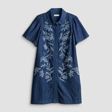 Women's Nine West Embroidered Denim Mini Dress