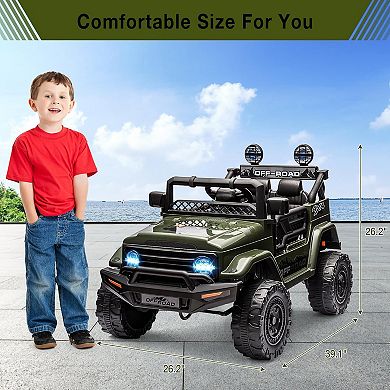 12V Kids Ride-On Truck w/ Remote, 3 Speeds, LED Lights & Bluetooth Music