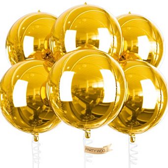 6 pc Metallic Gold Foil 22 Inch Jumbo Balloons for Graduation Birthday Baby Shower Decorations