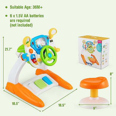 Gymax Kids Pretend Ride on Toy Driver Simulation Car Toddler Light Sound