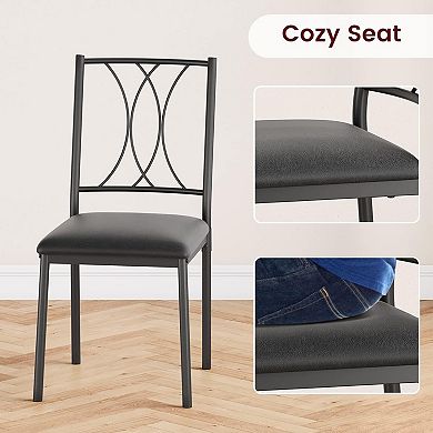 Retro Industrial Dining Set for 4 with Wood Top & Metal Legs. Space-Saving for Kitchen, Living Room