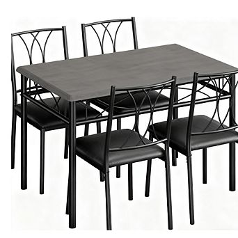 Retro Industrial Dining Set for 4 with Wood Top & Metal Legs. Space-Saving for Kitchen, Living Room