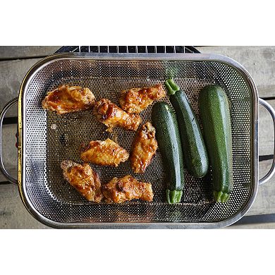 RSVP International BBQ Roasting Pan - Precision Pierced Stainless Steel