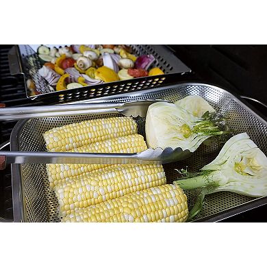 RSVP International BBQ Roasting Pan - Precision Pierced Stainless Steel
