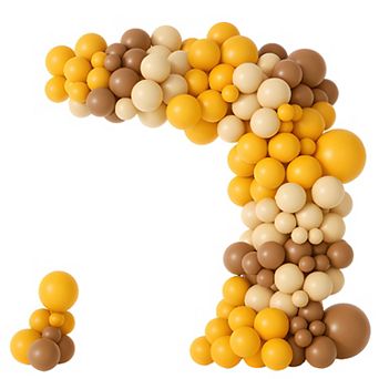 140 pc Honeybee Balloon Garland Kit Golden Yellow, Cocoa & Beige Balloons for Sunflower