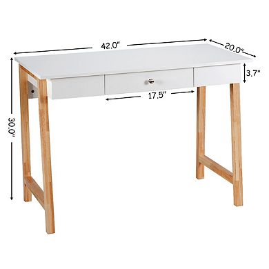 Computer Desk Laptop PC Writing Table Makeup Vanity Table w/Drawer and Wood Legs