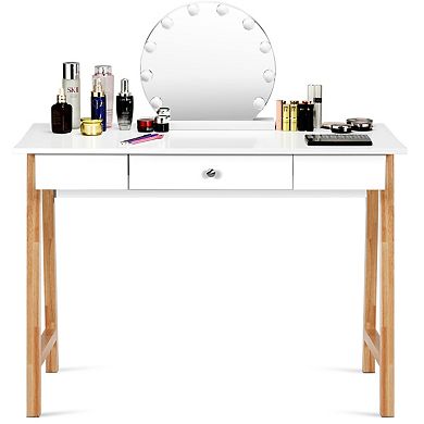 Computer Desk Laptop PC Writing Table Makeup Vanity Table w/Drawer and Wood Legs