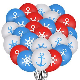 30 pc Nautical Theme Balloons with Anchors and Wheels for Birthday Baby Shower Party Decor
