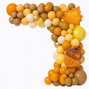 Fall Balloon Arch Kit - 134 pc Orange, Brown & Yellow for Thanksgiving, Baby Shower, Parties