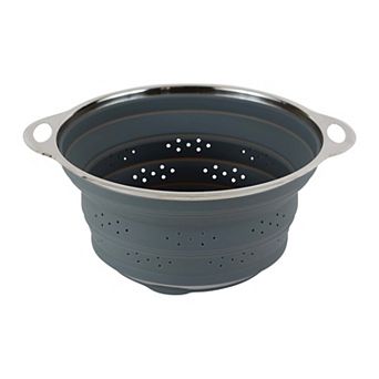 RSVP International Collapsible Colander, Silicone and Stainless Steel, 9.5-inch Diameter