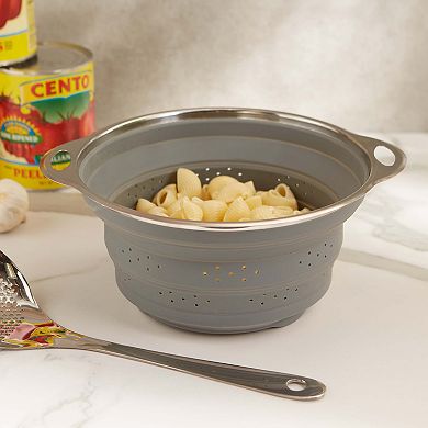 RSVP International Collapsible Colander, Silicone and Stainless Steel, 9.5-inch Diameter