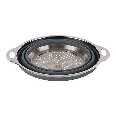 RSVP International Collapsible Colander, Silicone and Stainless Steel, 9.5-inch Diameter