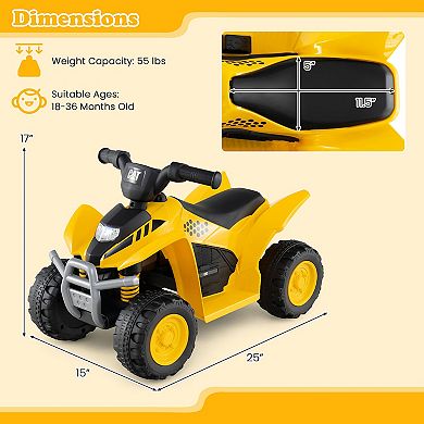 Gymax CAT Licensed Kids Ride on ATV w/ Horn Sound LED Headlight Foot Pedal